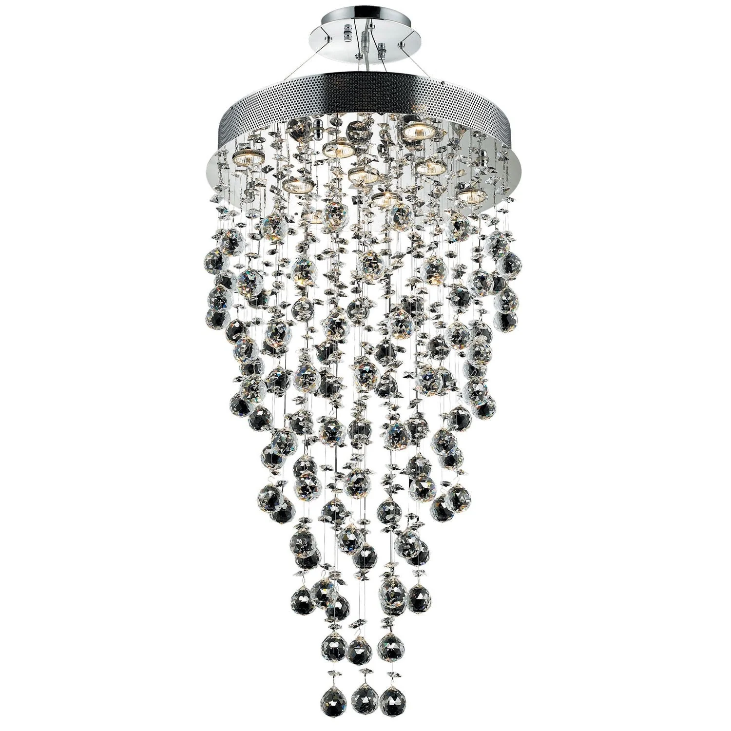 Galaxy Chrome Nine-Light 20-Inch Semi Flush Mount with Royal Cut Clear Crystal - Image 1