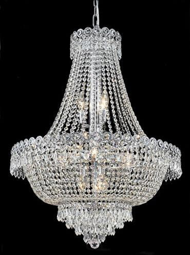 Chrome Twelve-Light 24-Inch Chandelier with Royal Cut Clear Crystal - Image 1
