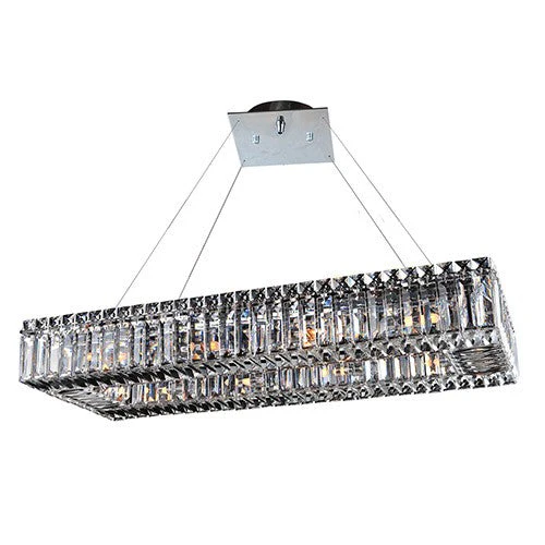 Chrome 10-Light Rectangular Island Pendant - Image 1