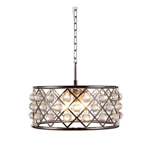 Madison Polished Nickel Five-Light Pendant with Smooth Clear Crystals - Image 1