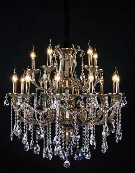 Gold plated 15 Light Zinc Alloy crystal Chandelier - Image 1