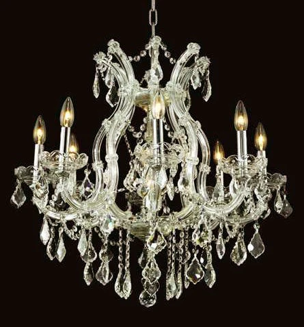 Chrome plated crystal maria theresa chandelier 8+1 lights - Image 1