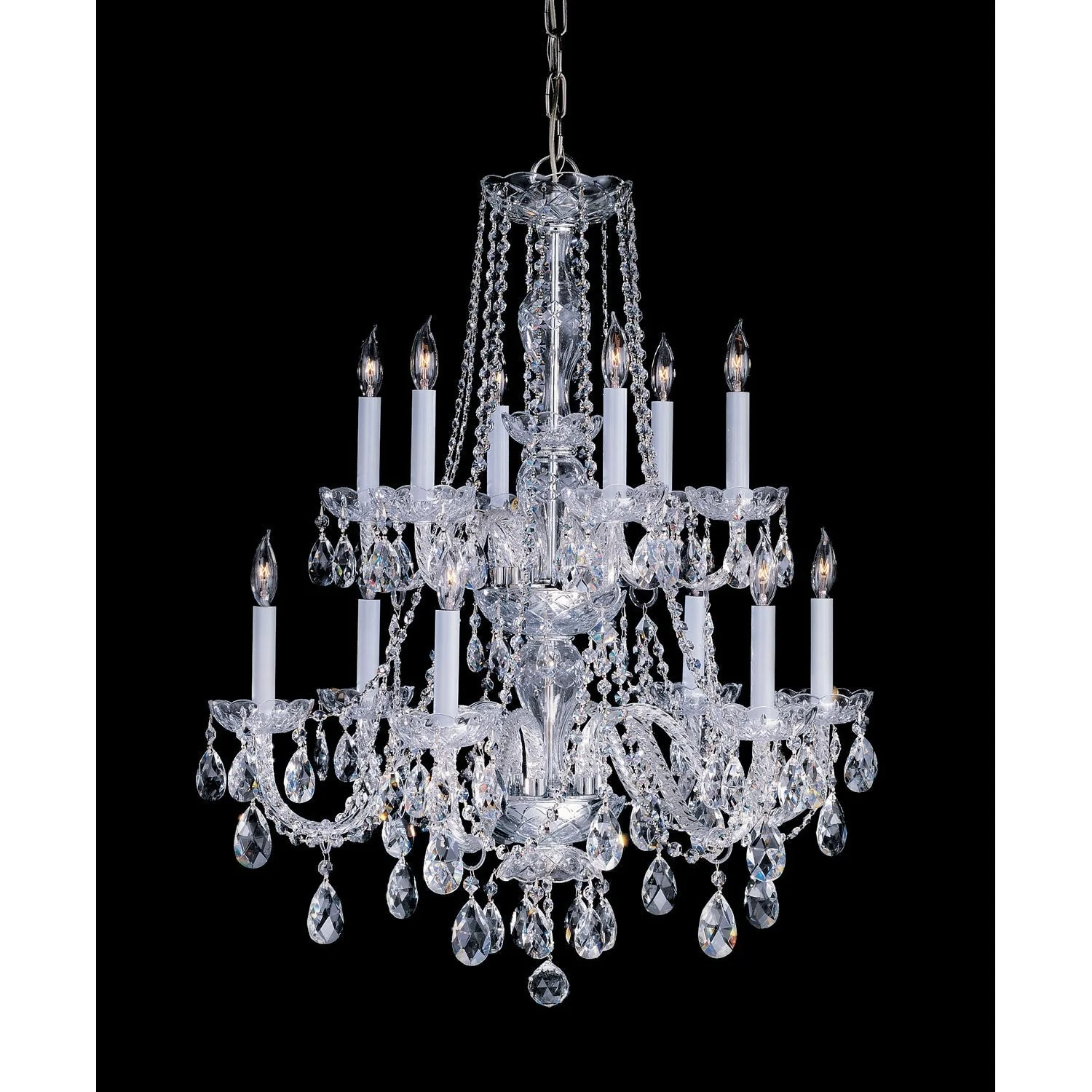 Strass Crystal Polished Brass Six-Light Chandelier - Image 1