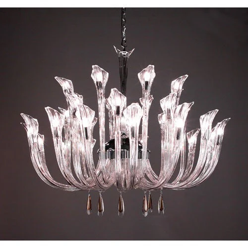 Inspiration Chrome Thirty Two-Light Chandelier with Golden Teak Crystal Accents - Image 1