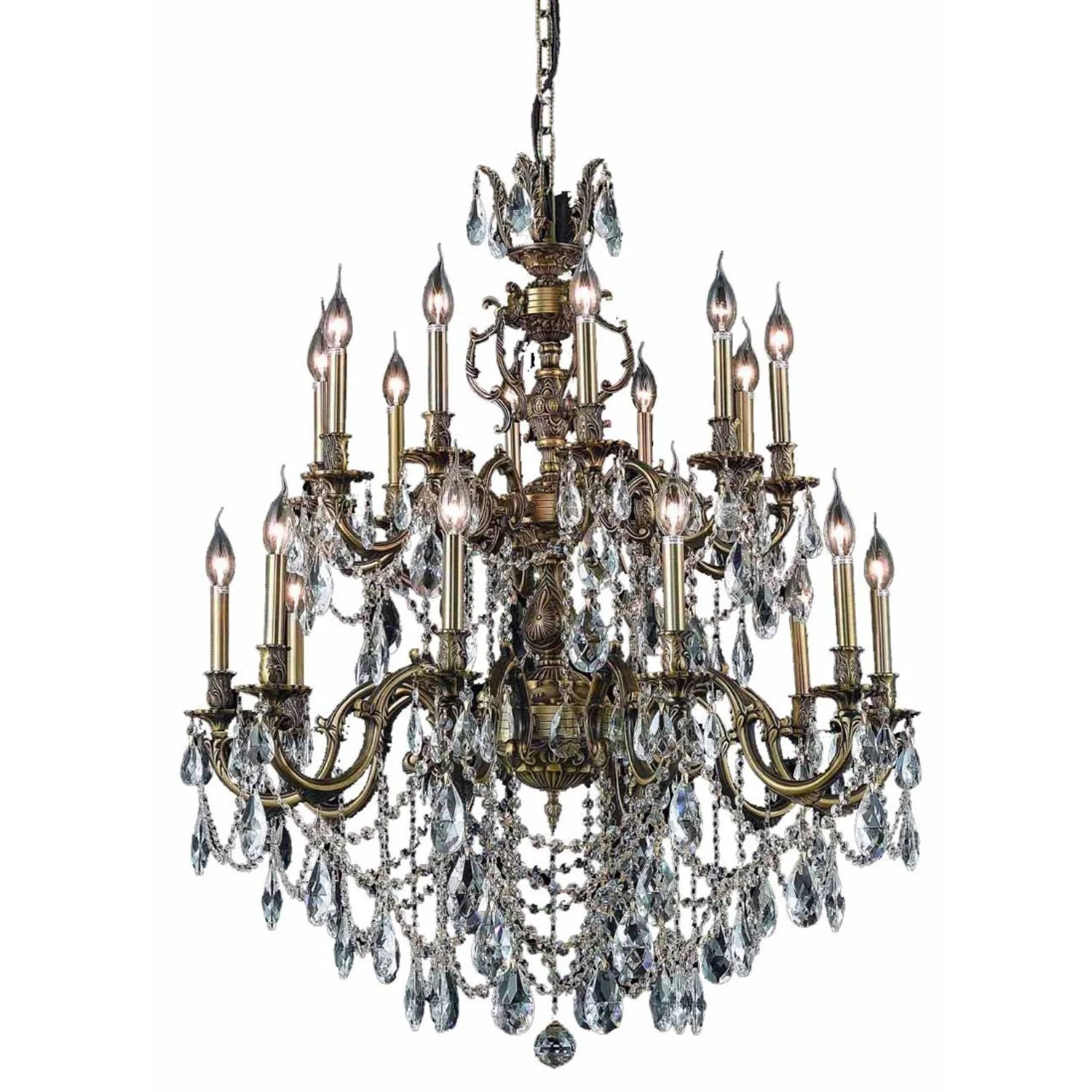 Marseille Bronze Twenty-Light Chandelier with Clear Royal Cut Crystals - Image 1