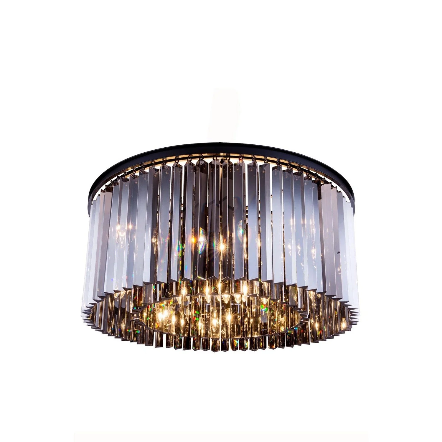 Sydney Mocha Brown Thirteen-Inch Flushmount with Royal Cut Silver Shade Crystals - Image 1
