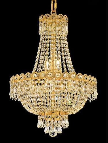 Gold Eight-Light 16-Inch Chandelier with Royal Cut Clear Crystal - Image 1