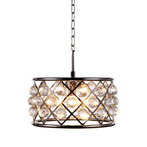 Madison Polished Nickel Four-Light Pendant with Faceted Clear Crystals - Image 1