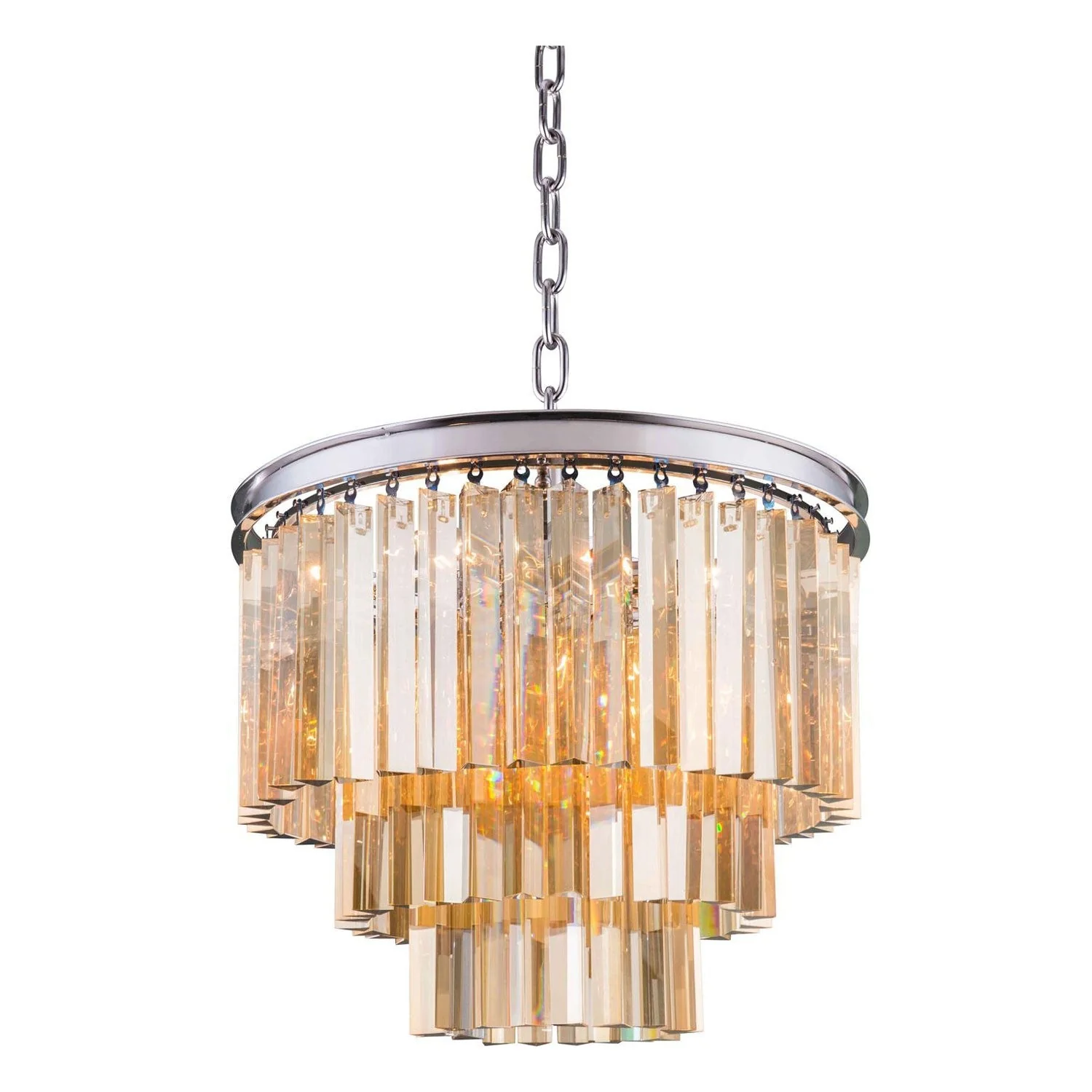 Sydney Polished Nickel Twenty-Inch Pendant with Royal Cut Golden Teak Crystals - Image 1