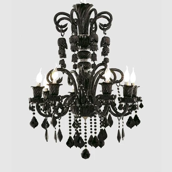 8 Lights Bohemian Crystal chandelier in black finish - Image 1