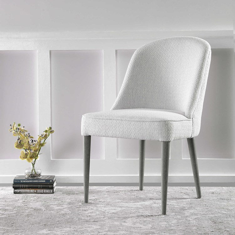 Uttermost Brie Off-White Textured Performance Fabric Modern Dining Chairs Set of 2