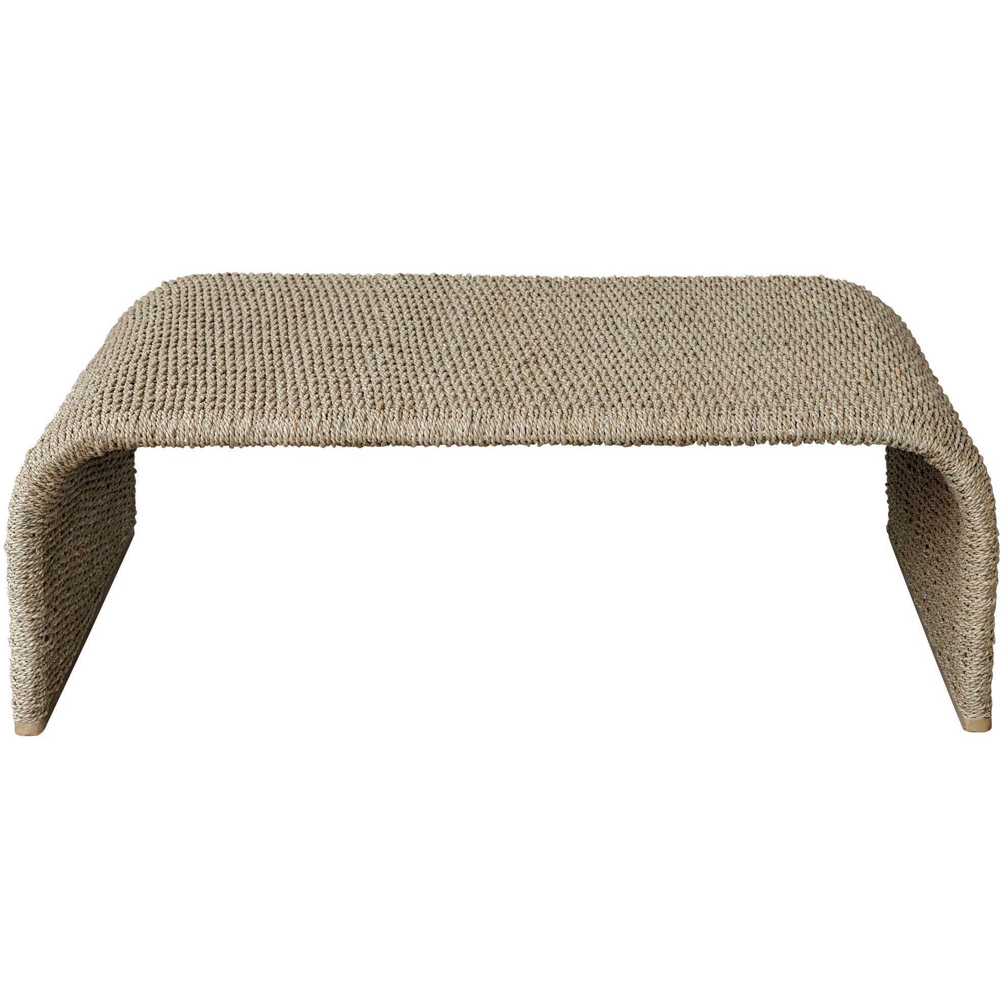 Uttermost Calabria Woven Seagrass With Mango Wood Plinth Base Coffee Table - Image 2