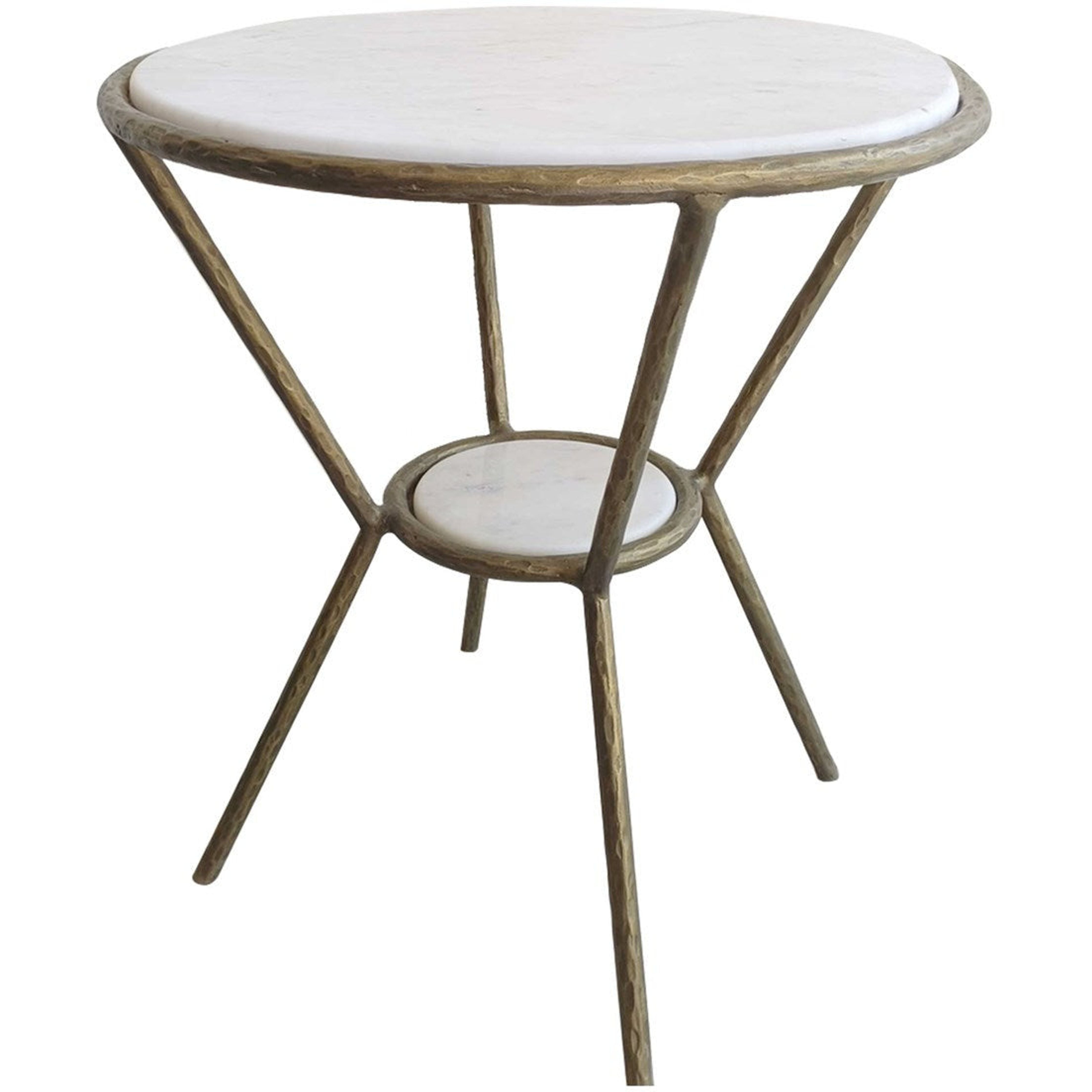 Uttermost Refuge White Marble Top With Antiqued Gold Iron Base Round Side Table - Image 2