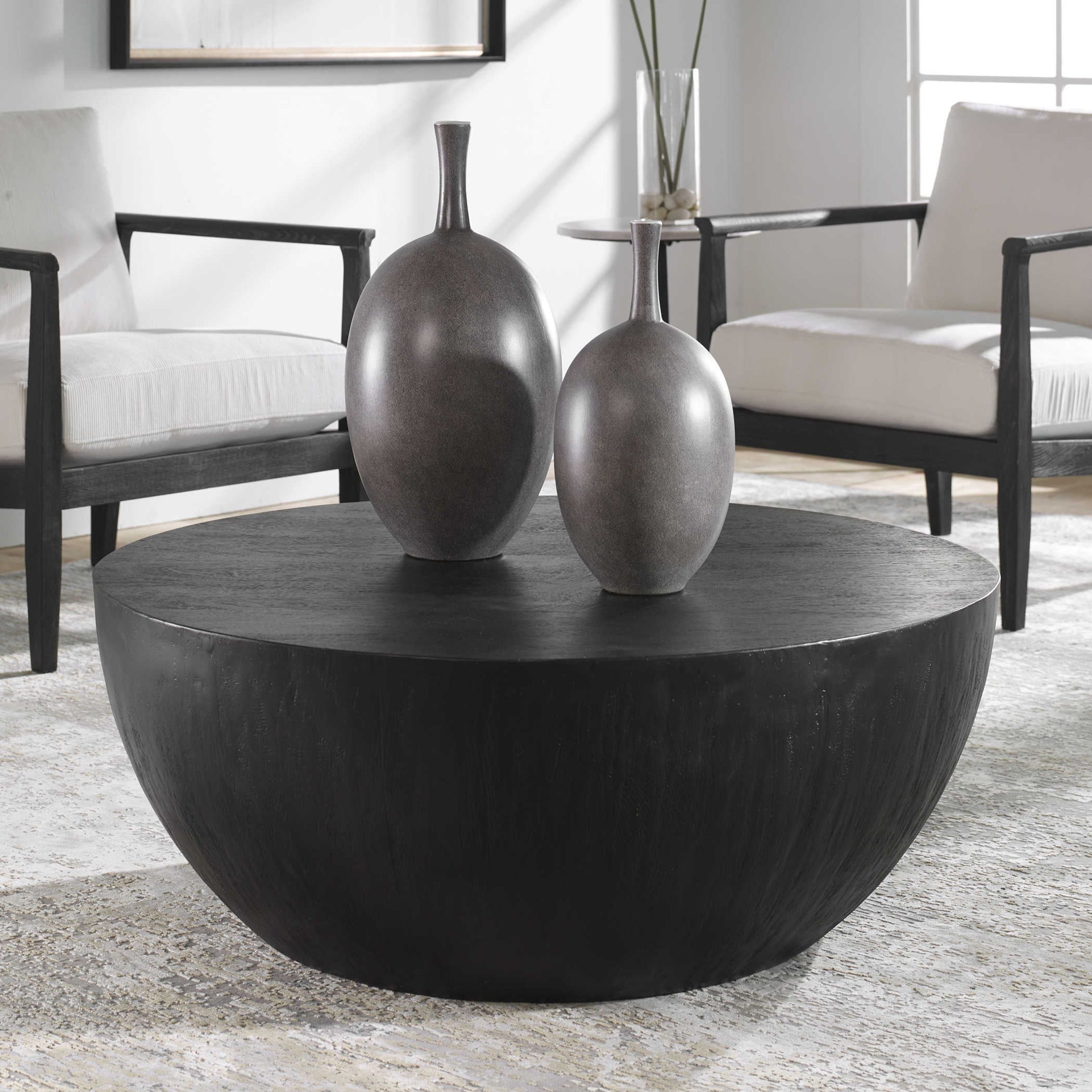 Uttermost Lark Deep Ebony Mango Wood Modern Round Coffee Table - Image 1