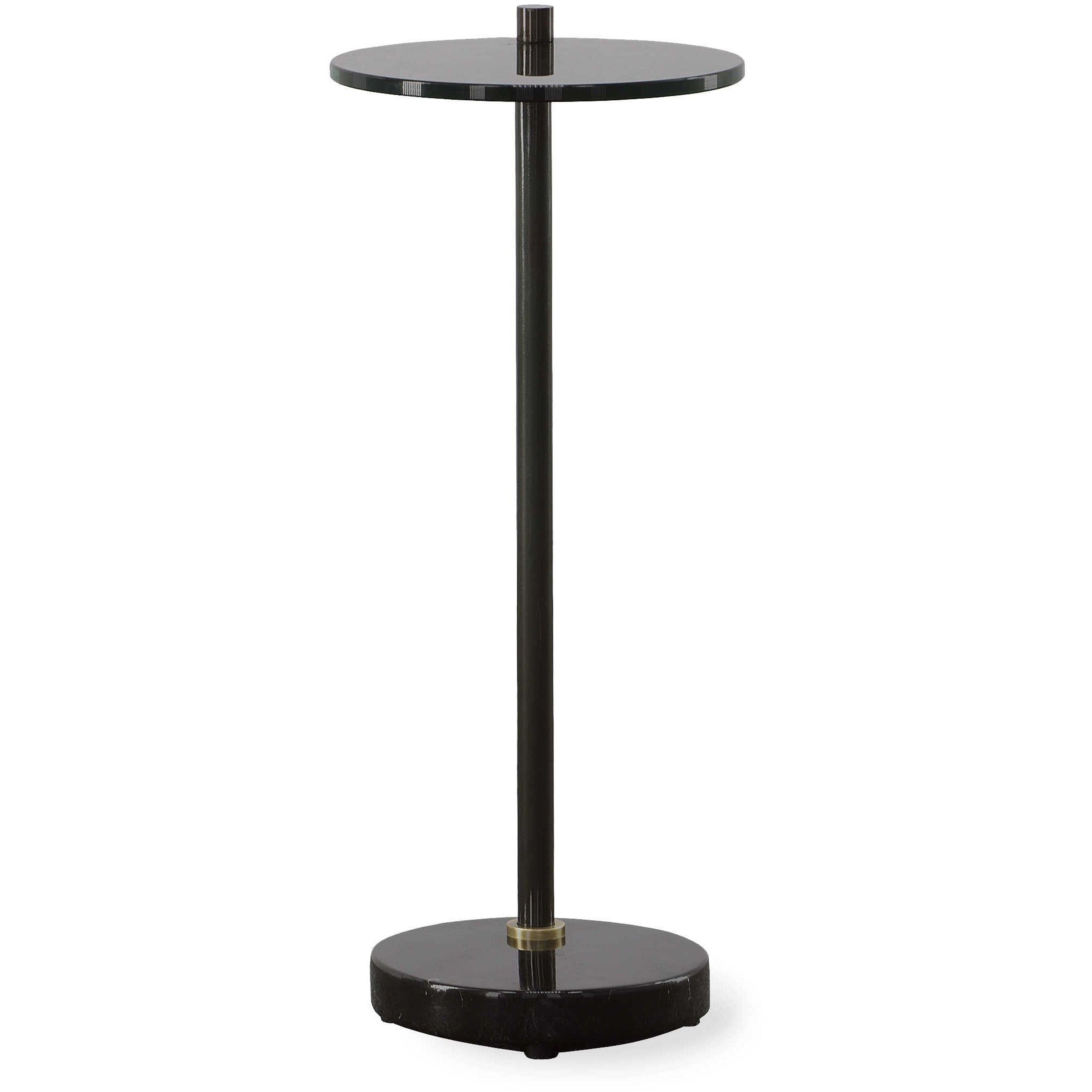 Uttermost Steward Black Glass Top With Black Marble Modern Drink Table - Image 3