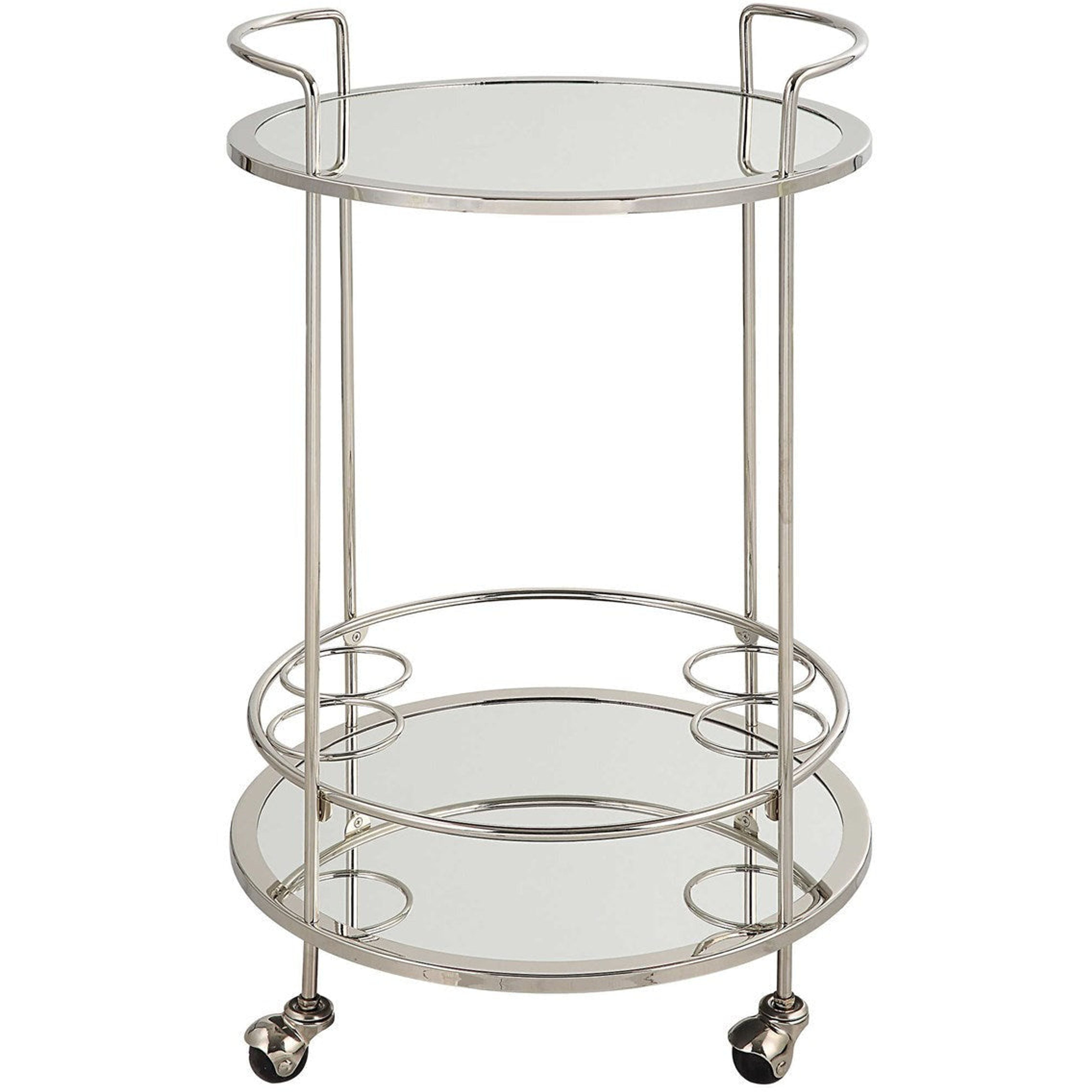 Uttermost Spritz Polished Chrome With Mirrored Shelves Bar Cart - Image 2