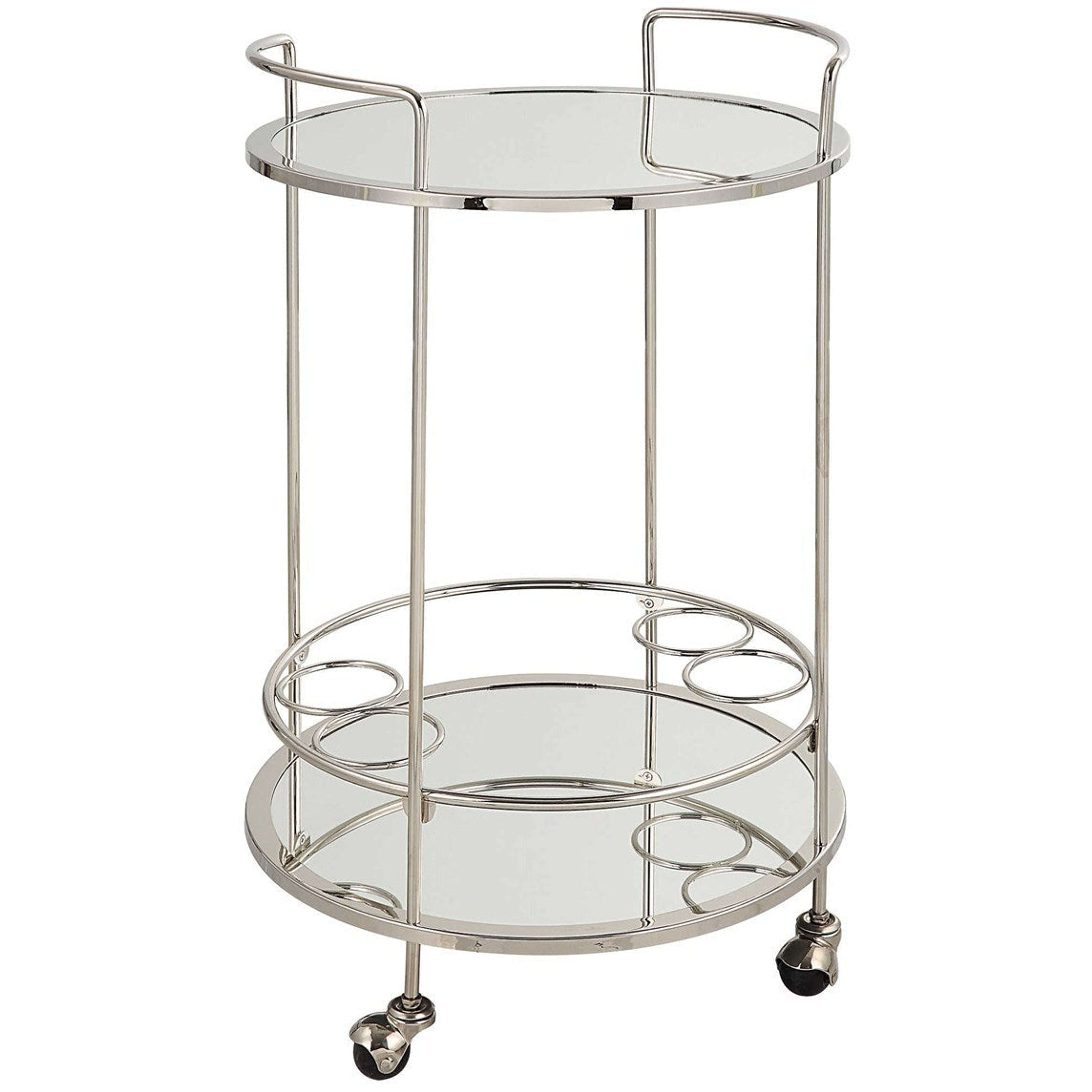 Uttermost Spritz Polished Chrome With Mirrored Shelves Bar Cart - Image 3