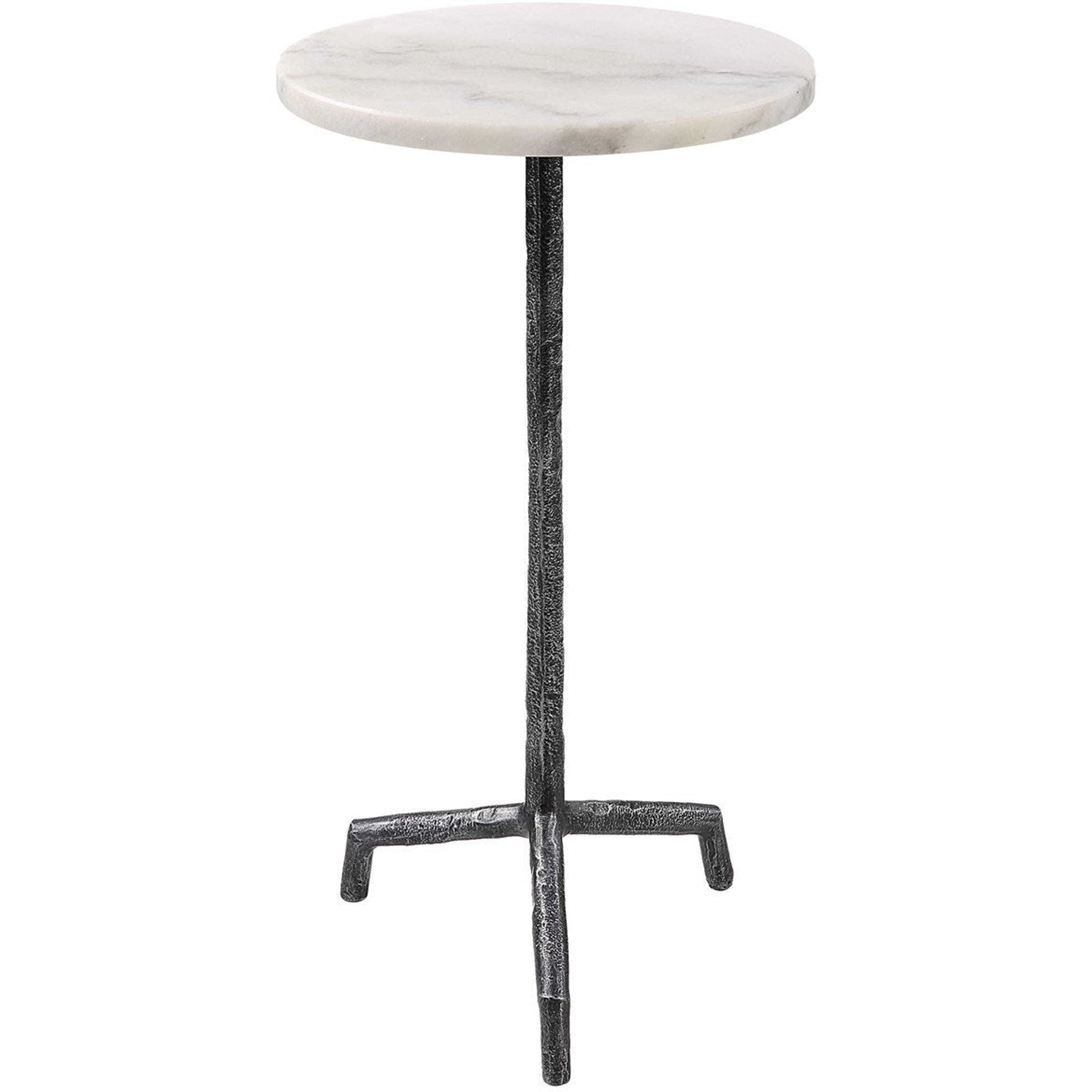 Uttermost Puritan White Marble Top With Aged Black Iron Drink Table - Image 2