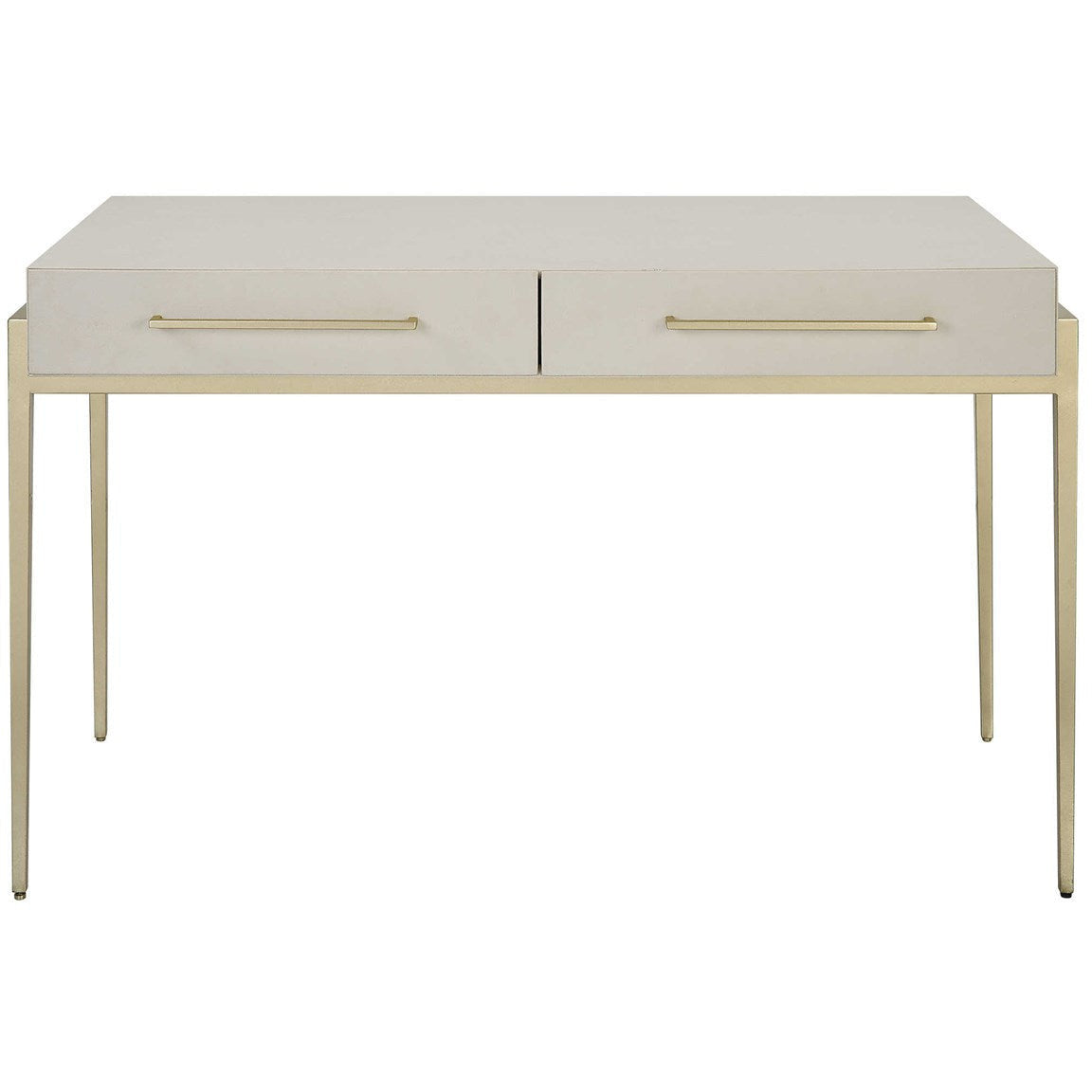 Uttermost Jewel White Faux Shagreen Top With Gold Leaf Iron Writing Desk - Image 2