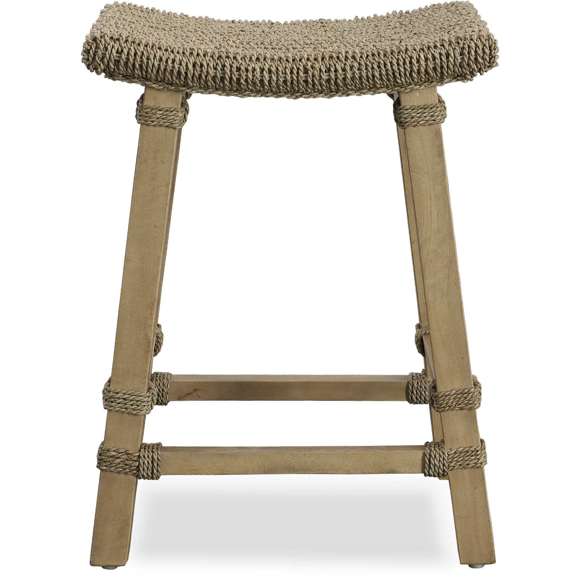 Uttermost Everglades Woven Sea Grass Seat With Mango Wood Kitchen Counter Stool - Image 3