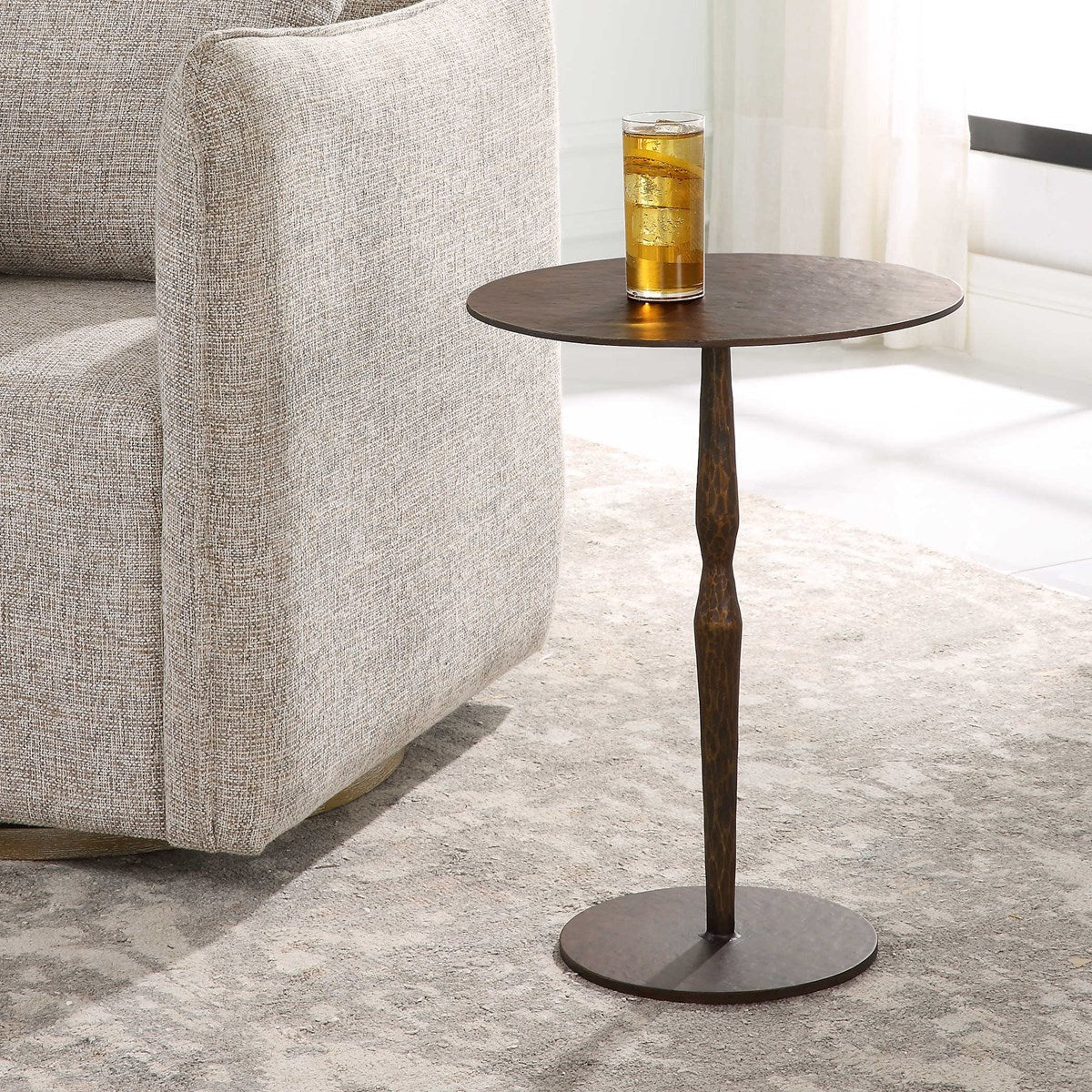 Uttermost Industria Copper Bronzed Finished Iron Accent Table - Image 1