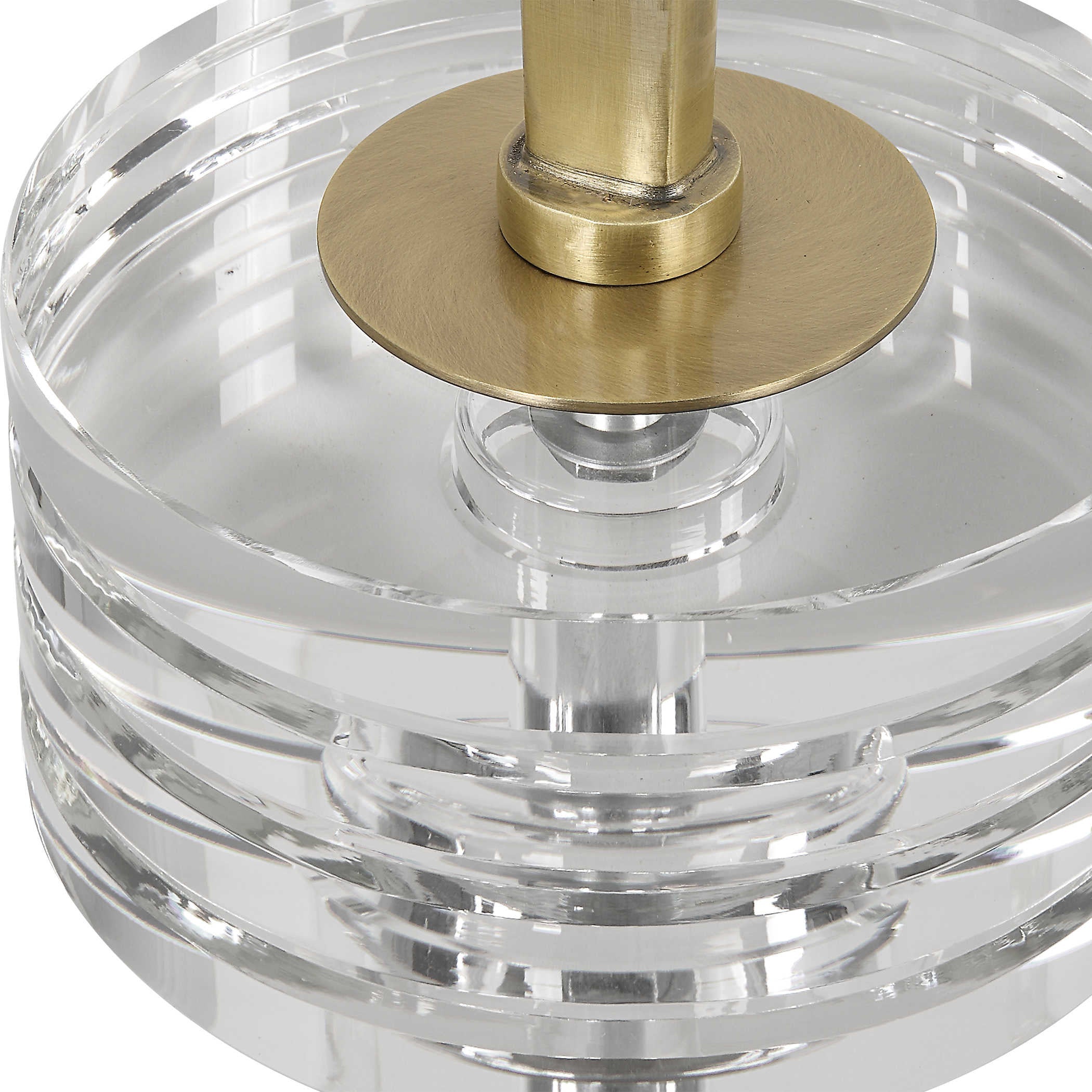 Uttermost Groove Crystal Top and Base With Brushed Gold Drink Table - Image 3