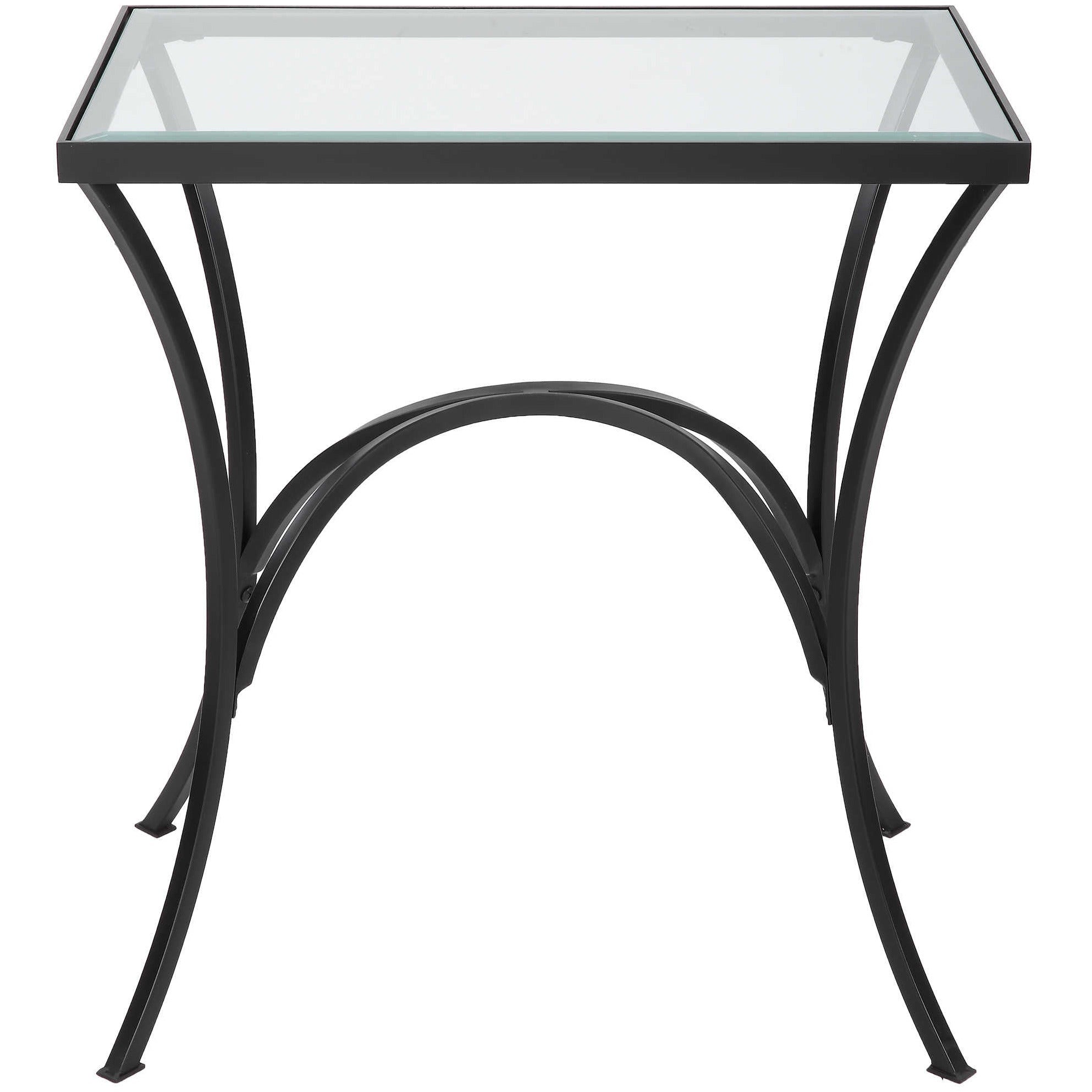 Uttermost Alayna Glass Top With Black Metal Base End Table - Image 3