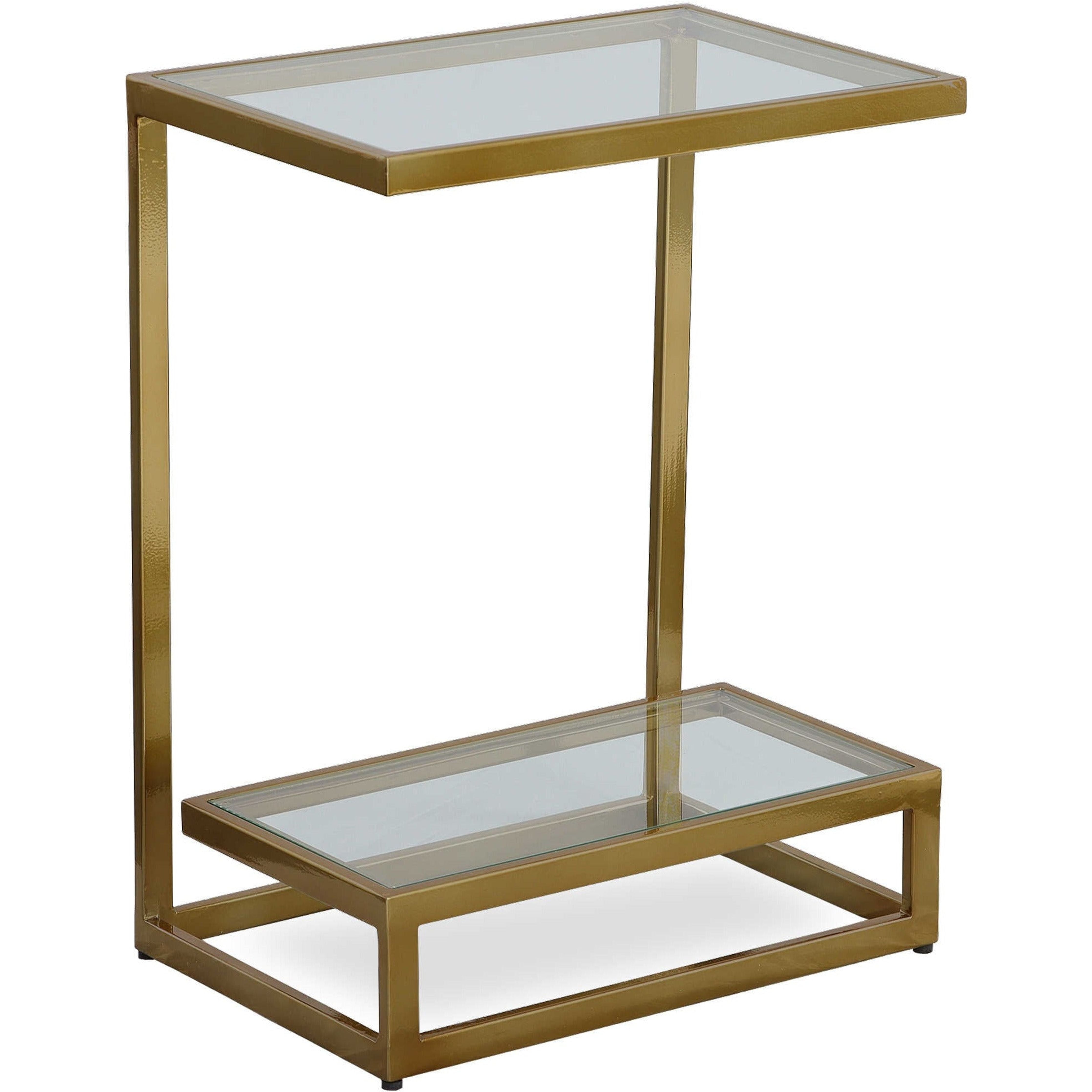 Uttermost Musing Glass Top With Brushed Brass Finished Iron Contemporary Accent Table - Image 3