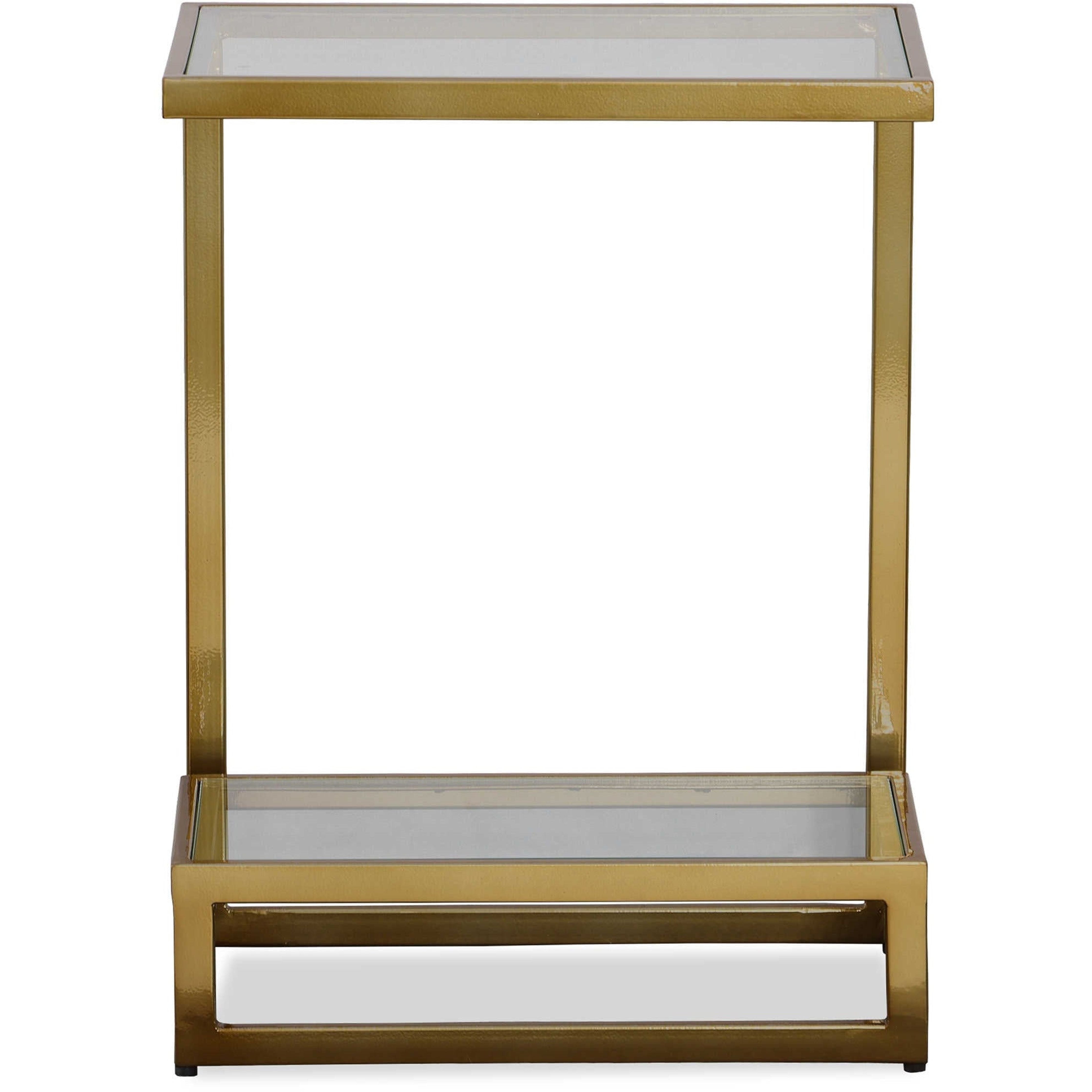 Uttermost Musing Glass Top With Brushed Brass Finished Iron Contemporary Accent Table - Image 1