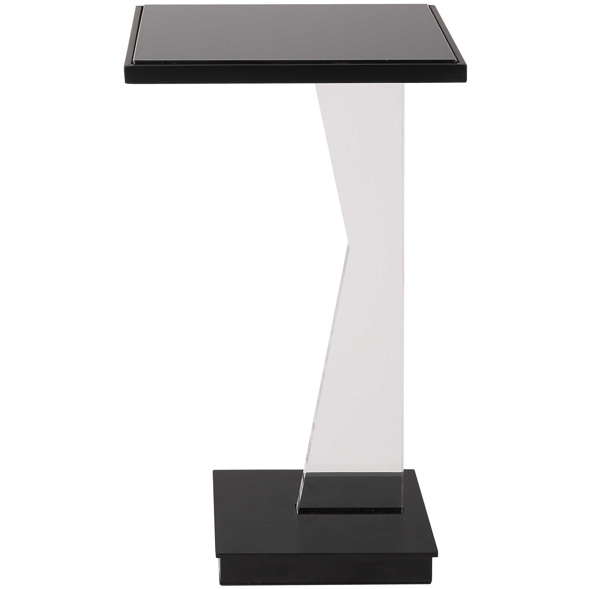 Uttermost Angle Black Mirror Top With Black Metal Base Modern Accent Table - Image 2