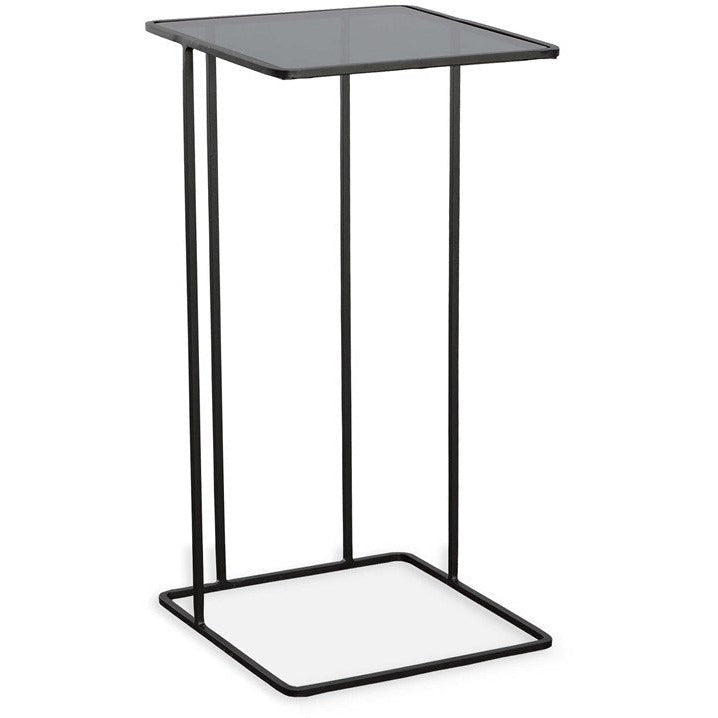 Uttermost Cadmus Smoked Glass Top With Brushed Black Iron Modern Accent Table - Image 2