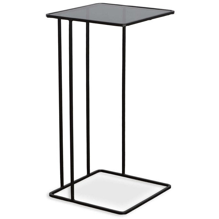Uttermost Cadmus Smoked Glass Top With Brushed Black Iron Modern Accent Table - Image 3