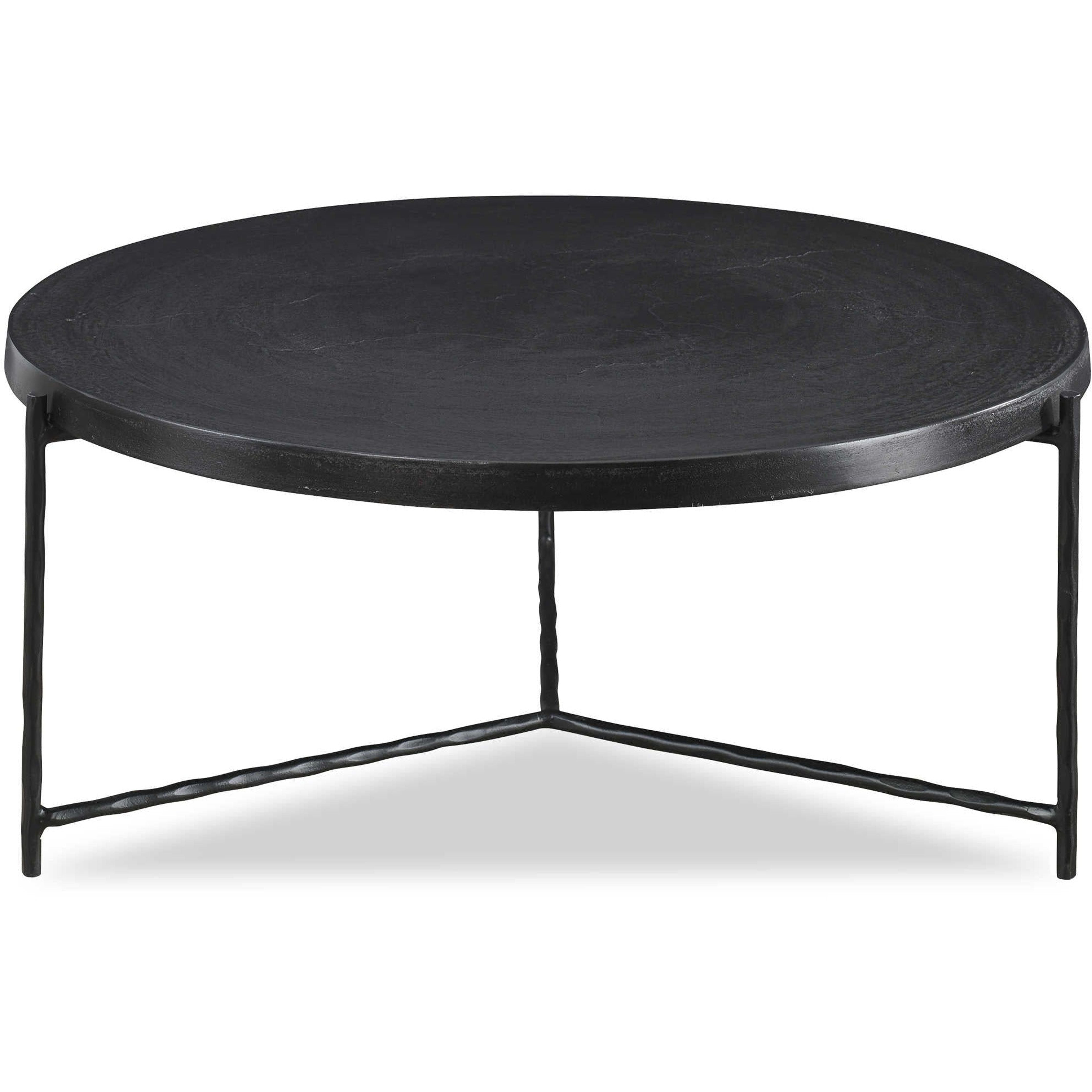 Uttermost Trellick Oxidized Black Top With Black Iron Base Modern Coffee Table - Image 2