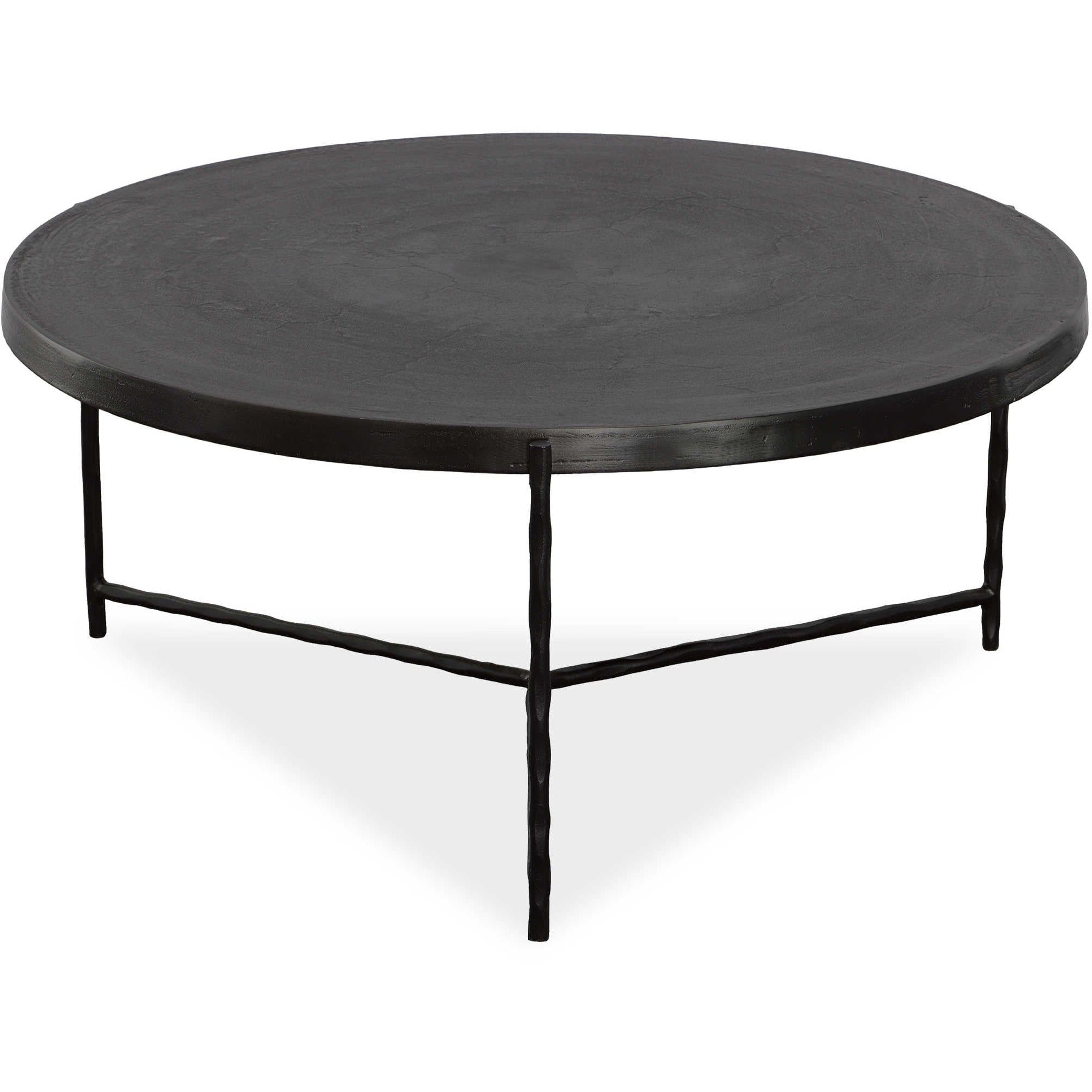 Uttermost Trellick Oxidized Black Top With Black Iron Base Modern Coffee Table - Image 3