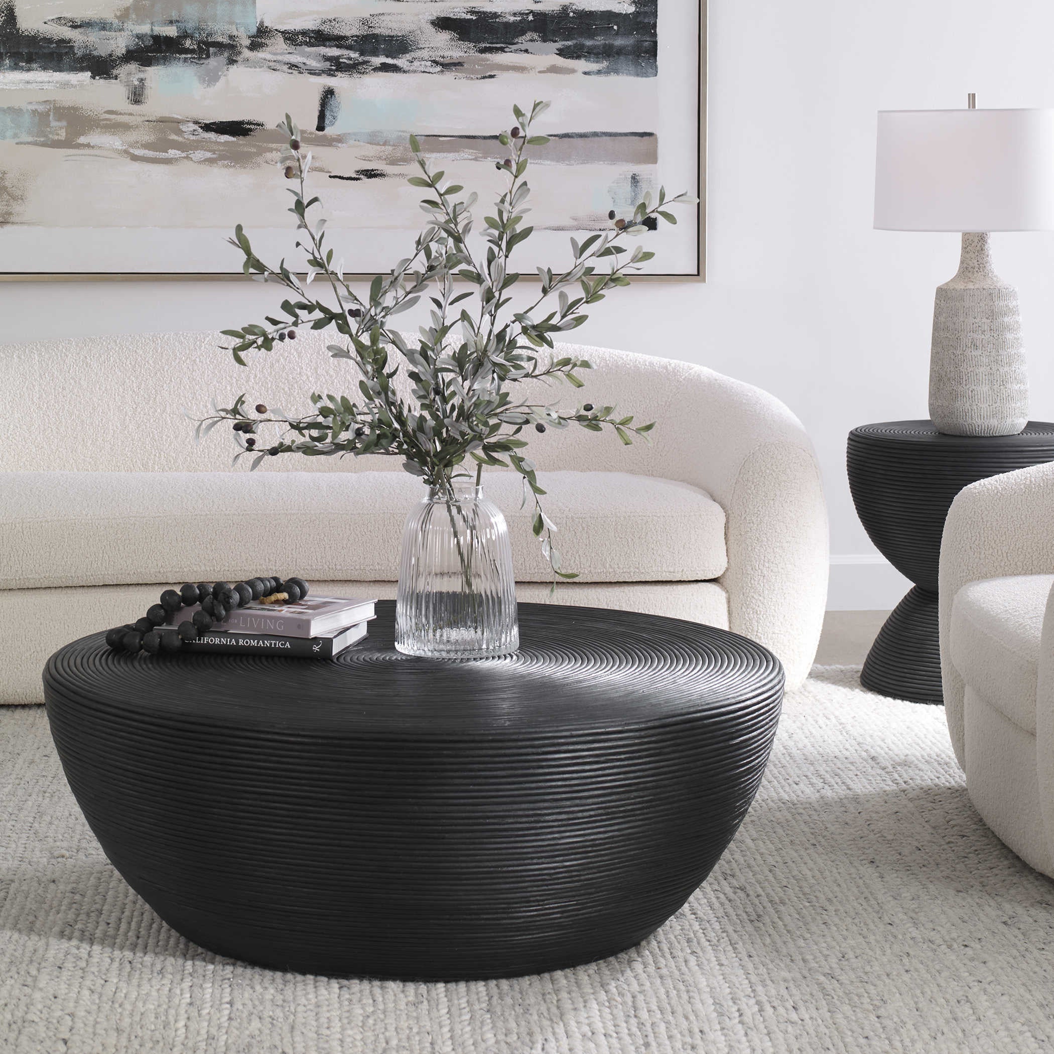 Uttermost Bongo Black Natural Rattan Round Coffee Table - Image 1