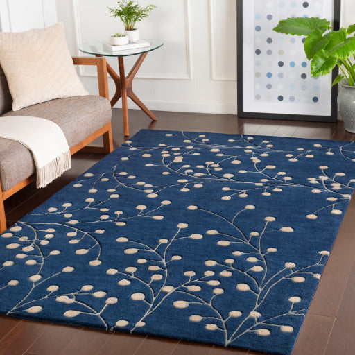 Surya Rugs Athena Collection Ink Blue & Tan Area Rug ATH-5156 - Image 1