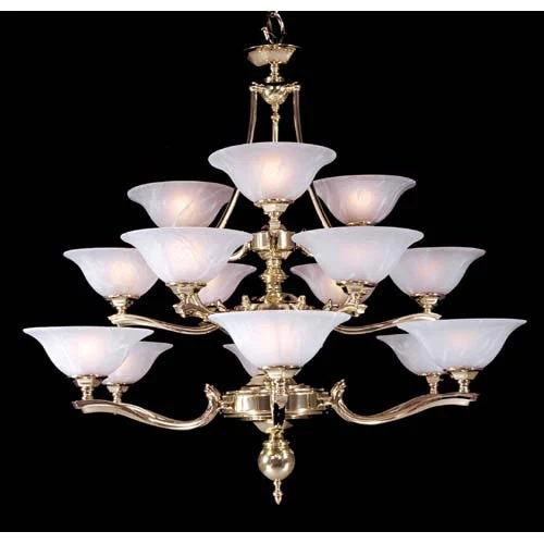 Fin De Siecle Polished Brass Fifteen-Light Chandelier - Image 1
