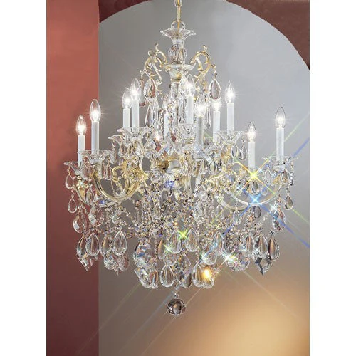 Via Venteo Champagne Pearl Twelve-Light Chandelier with Crystal Accents - Image 1