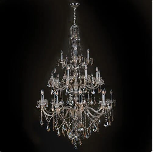 Chrome Finish with Golden Teak Crystal Chandelier - Image 1