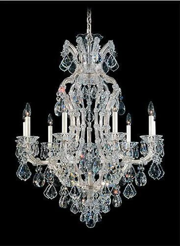 Silver Leaf 10-Light 31.5-Inch Long Chandelier with Clear Hand Cut Crystal - Image 1