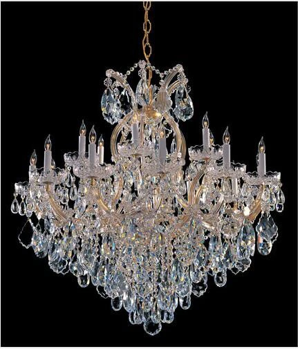 Gold Eighteen-Light Chandelier with Swarovski Spectra Crystal - Image 1