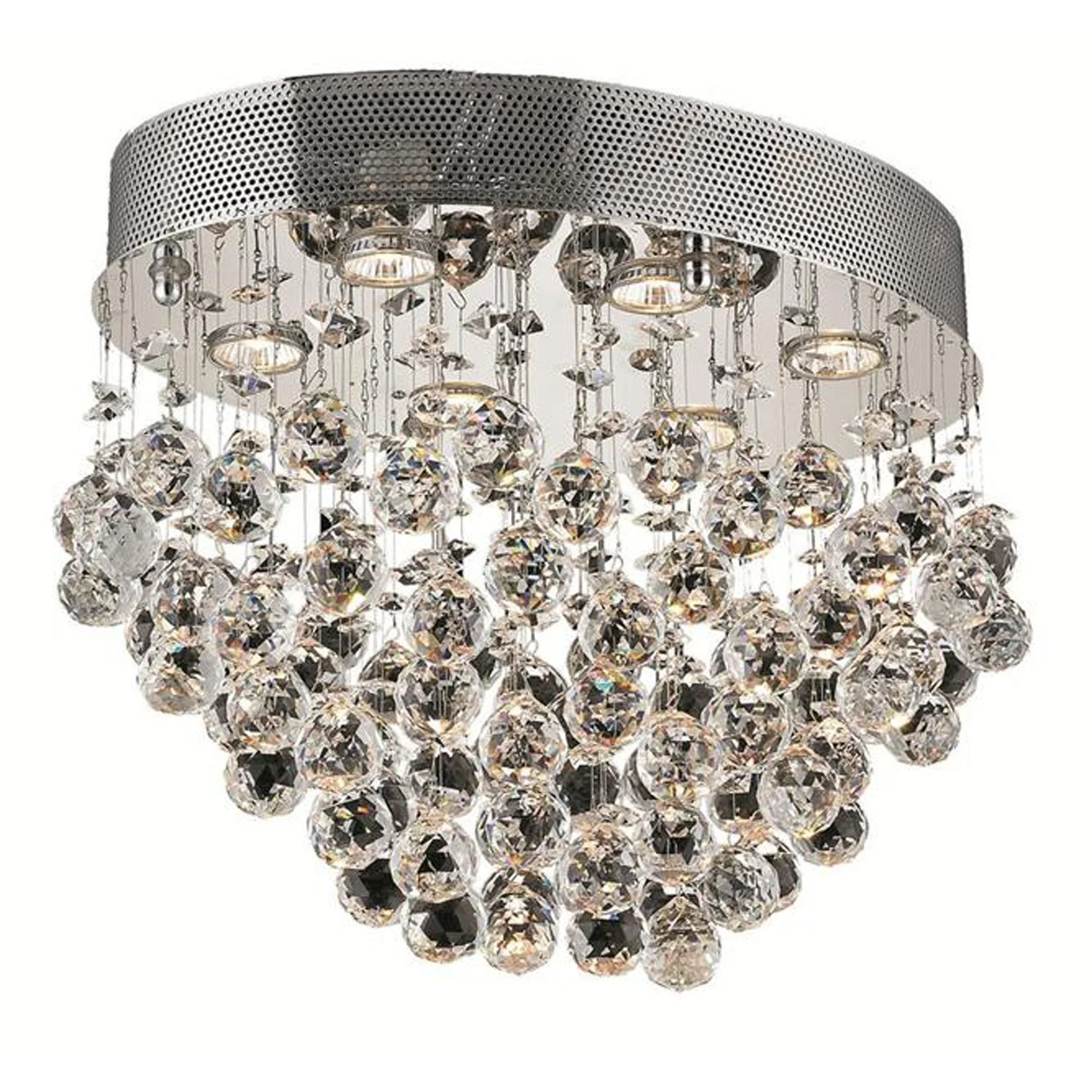 Galaxy Chrome Six-Light 14-Inch Flush Mount with Royal Cut Clear Crystal - Image 1