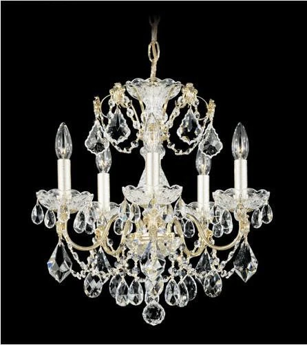 Gold Five-Light Clear Heritage Handcut Crystal Chandelier, 17W x 17H x 17D - Image 1
