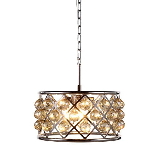 Madison Polished Nickel Four-Light Pendant with Faceted Golden Teak Crystals - Image 1
