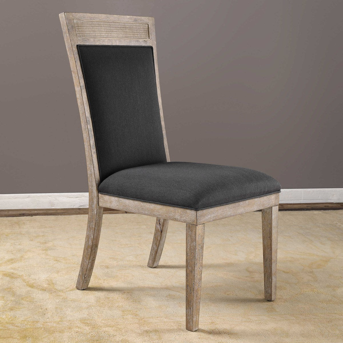 Uttermost Encore Dark Gray Fabric Wood Dining Chair - Image 2
