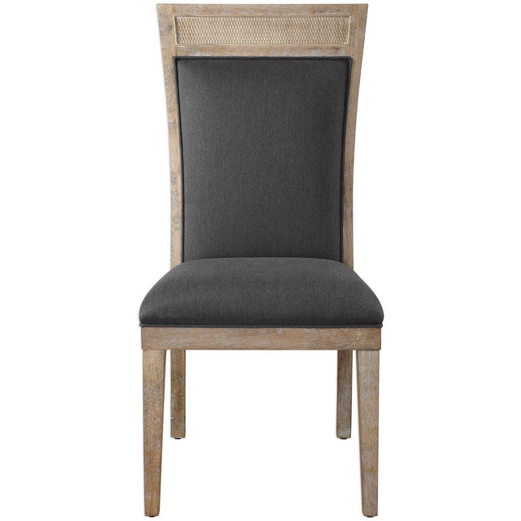 Uttermost Encore Dark Gray Fabric Wood Dining Chair - Image 1