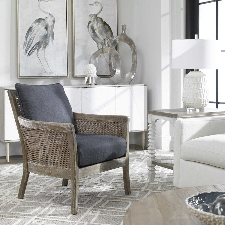 Uttermost Encore Dark Gray Fabric Cane Armchair - Image 3