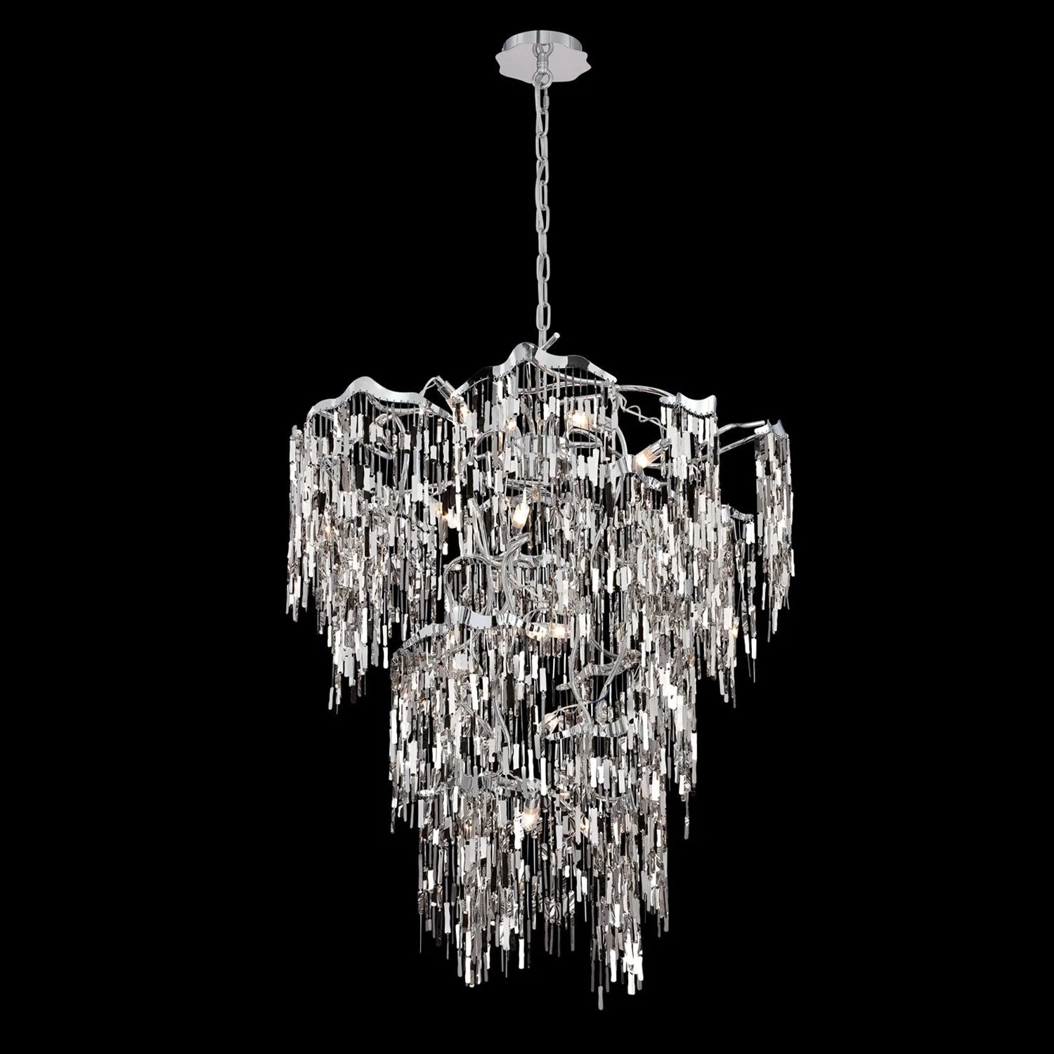 Elfassy Chrome 39-Inch 19-Light Chandelier - Image 1