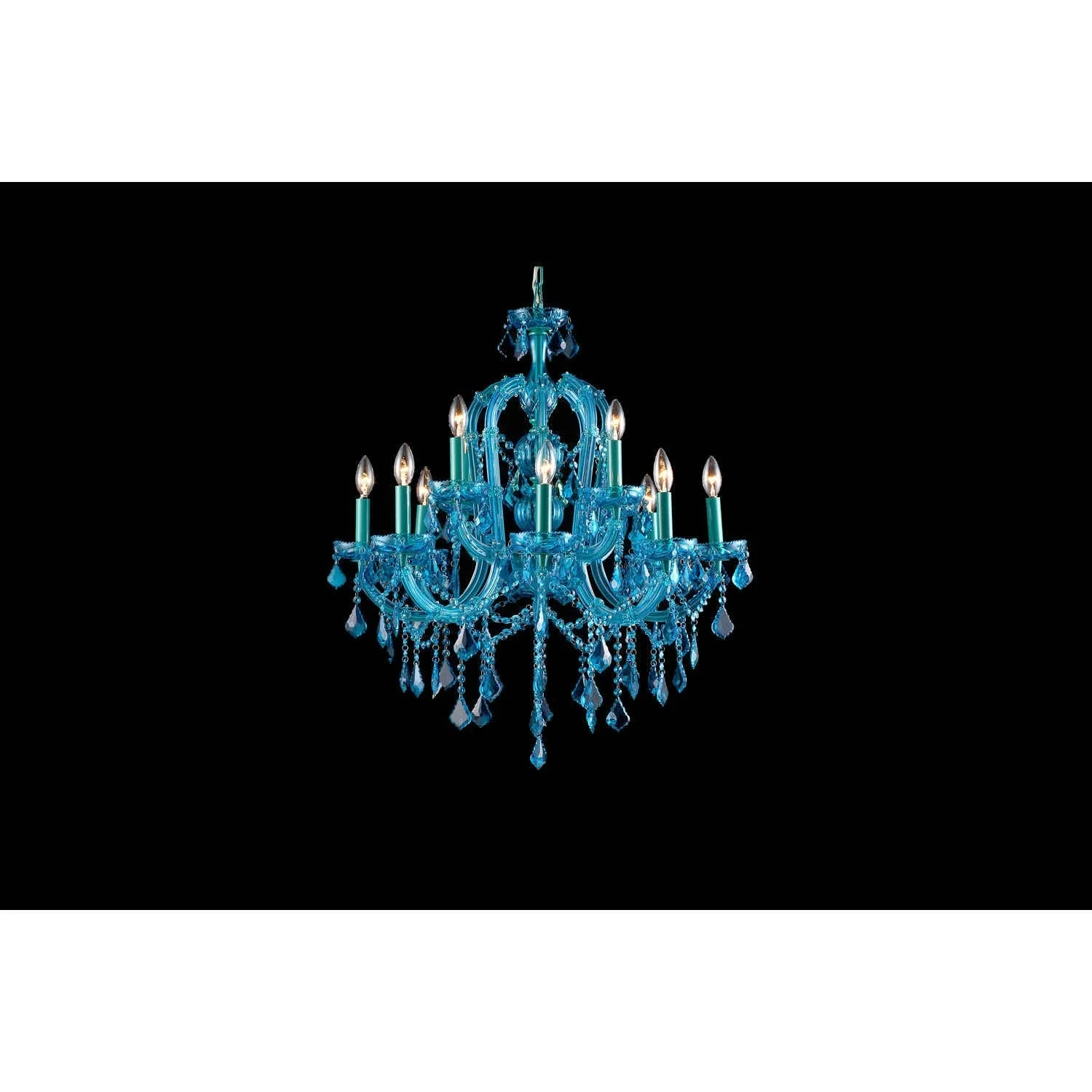 Ocean Dr. Aqua Blue Crystal Twelve-Light Chandelier - Image 1