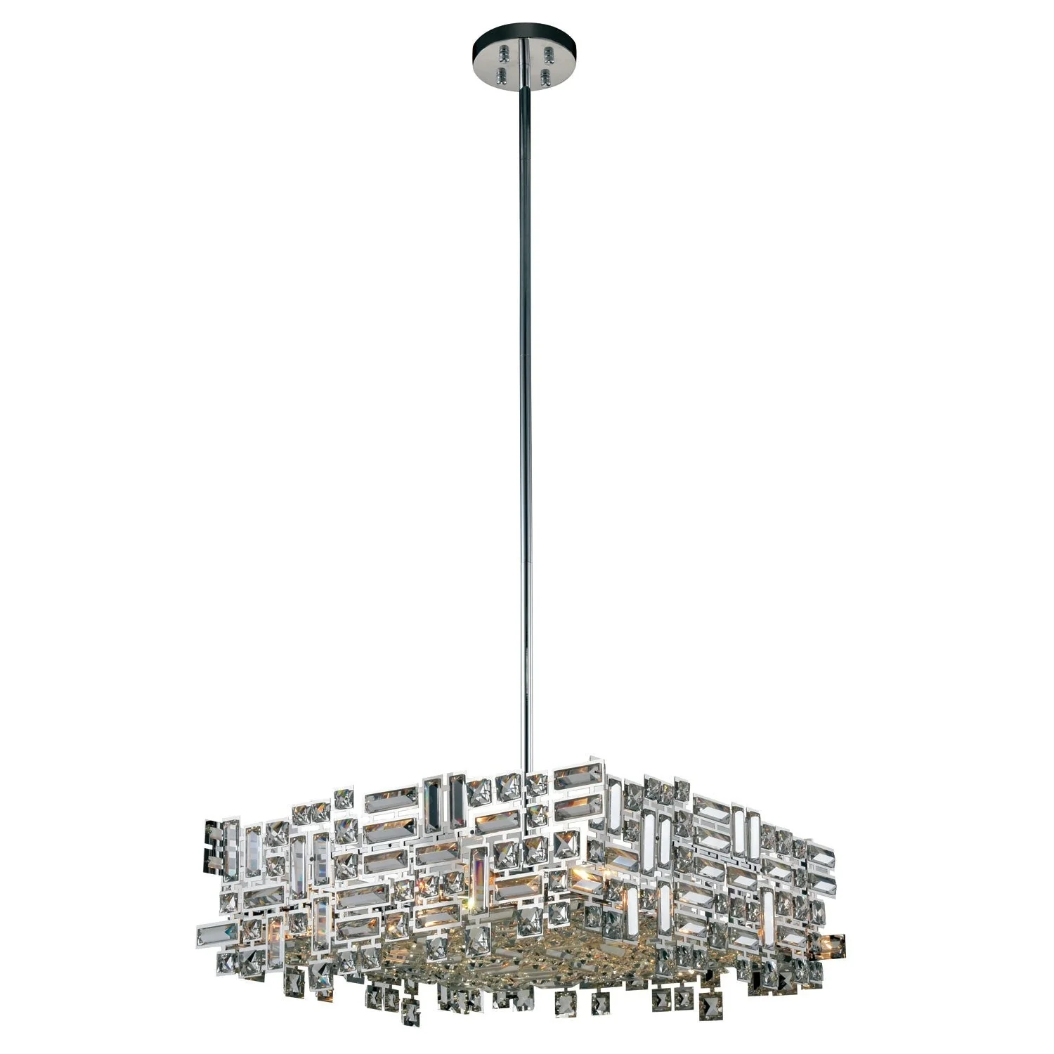 Picasso Chrome 24-Inch Six-Light Square Pendant with Clear Crystal - Image 1